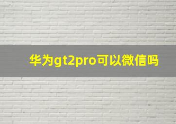 华为gt2pro可以微信吗