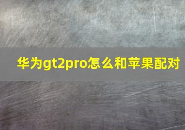 华为gt2pro怎么和苹果配对