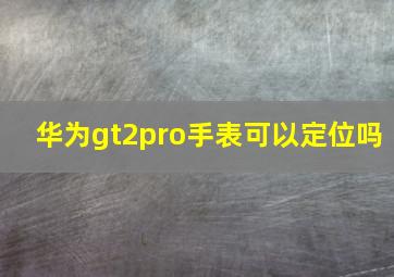 华为gt2pro手表可以定位吗