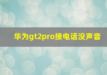 华为gt2pro接电话没声音