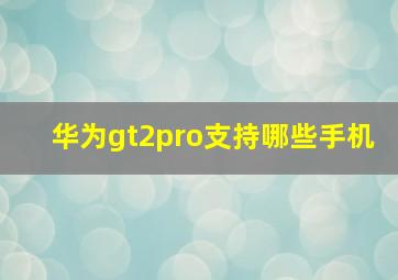 华为gt2pro支持哪些手机