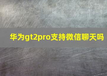 华为gt2pro支持微信聊天吗