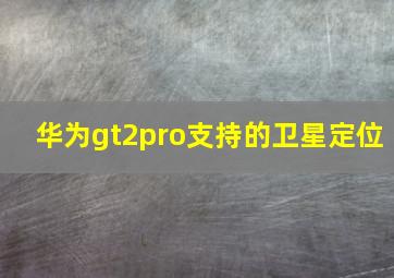 华为gt2pro支持的卫星定位