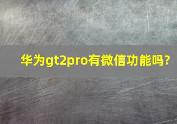 华为gt2pro有微信功能吗?