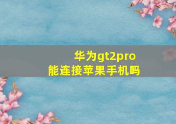 华为gt2pro能连接苹果手机吗