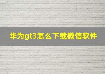 华为gt3怎么下载微信软件