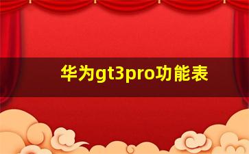 华为gt3pro功能表