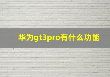 华为gt3pro有什么功能