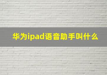 华为ipad语音助手叫什么