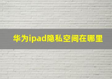 华为ipad隐私空间在哪里