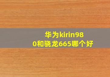 华为kirin980和骁龙665哪个好