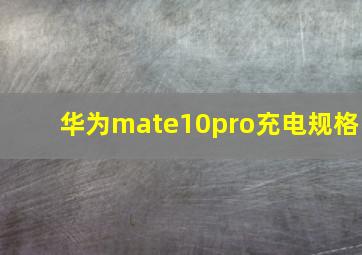 华为mate10pro充电规格