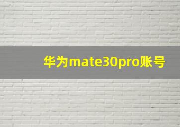 华为mate30pro账号