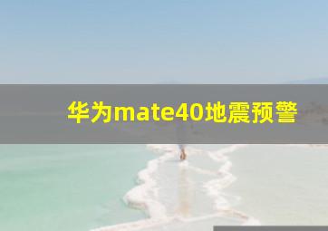 华为mate40地震预警