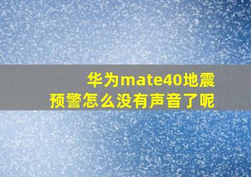 华为mate40地震预警怎么没有声音了呢