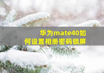 华为mate40如何设置相册密码锁屏