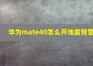 华为mate40怎么开地震预警