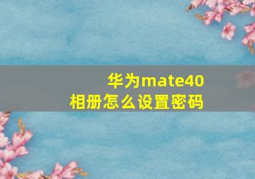 华为mate40相册怎么设置密码