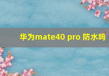 华为mate40 pro 防水吗