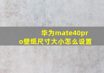 华为mate40pro壁纸尺寸大小怎么设置