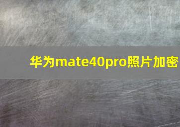 华为mate40pro照片加密