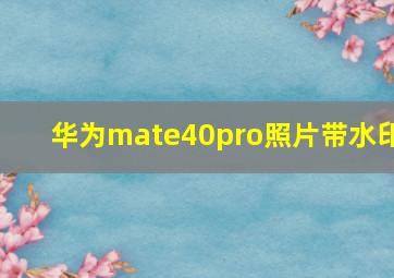 华为mate40pro照片带水印