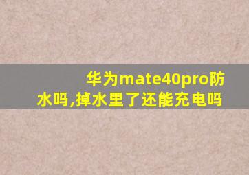 华为mate40pro防水吗,掉水里了还能充电吗