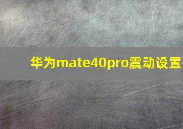 华为mate40pro震动设置