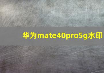 华为mate40pro5g水印