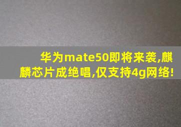 华为mate50即将来袭,麒麟芯片成绝唱,仅支持4g网络!