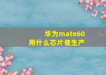 华为mate60用什么芯片谁生产