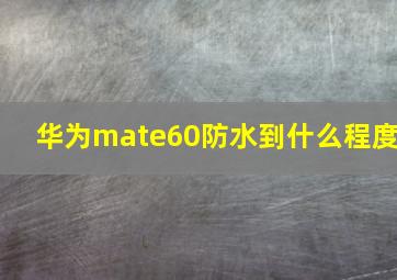 华为mate60防水到什么程度