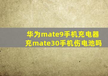 华为mate9手机充电器充mate30手机伤电池吗