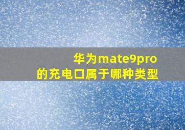 华为mate9pro的充电口属于哪种类型