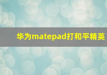 华为matepad打和平精英