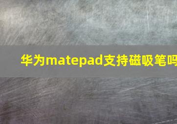 华为matepad支持磁吸笔吗