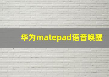 华为matepad语音唤醒