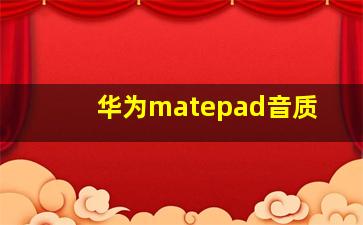 华为matepad音质