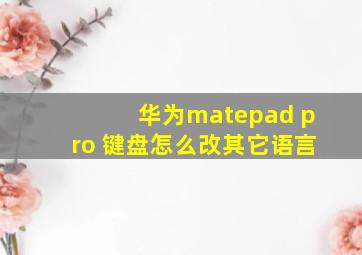 华为matepad pro 键盘怎么改其它语言