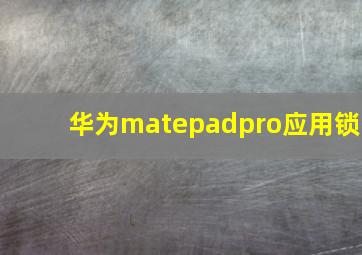 华为matepadpro应用锁