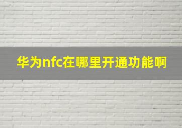 华为nfc在哪里开通功能啊