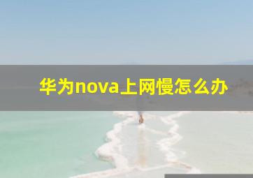 华为nova上网慢怎么办