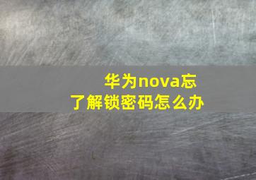 华为nova忘了解锁密码怎么办