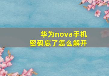 华为nova手机密码忘了怎么解开