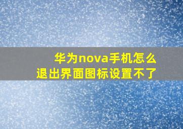 华为nova手机怎么退出界面图标设置不了