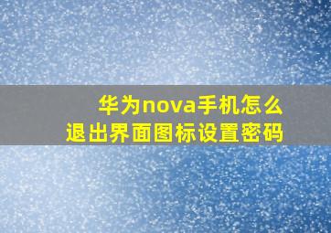 华为nova手机怎么退出界面图标设置密码