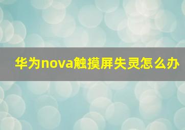 华为nova触摸屏失灵怎么办