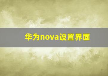 华为nova设置界面