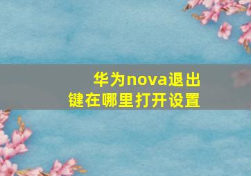 华为nova退出键在哪里打开设置