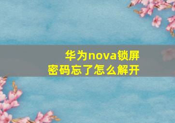 华为nova锁屏密码忘了怎么解开